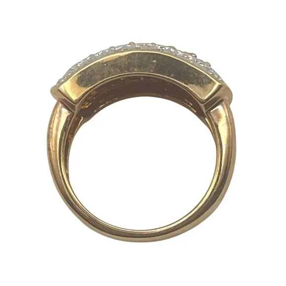 Pave Gold Tone Ring Yellow CZ Silver Tone Accent Size 7 Cocktail Statement 6.62g - Picture 7 of 8